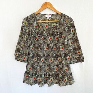 LIBERTY OF LONDON for Target Size XS Drop Waist Floral Feather Print Tunic Top